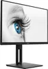 A black MSI monitor on a white background, displaying a close-up of a blue eye with long eyelashes. Voir les images du produit
