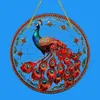 GKA XL Sonnenfänger roter Pfau 20 cm Buntglas Lichtfänger Produktbild-Vorschau 1