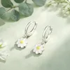 Damen Creolen Ohrringe Gänseblümchen Silberfarben Anhänger Produktbild-Vorschau 3