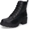 A black lace-up boot with a platform sole and block heel, shown against a white background. Produktbild-Vorschau