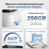 Marketing image showing different recording options for a security camera. Produktbild-Vorschau