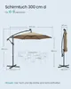 SONGMICS Slunečník Ø 300 cm s LED solárním osvětlením UPF Náhled obrázku produktu 5