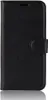 A black leather flip case for a smartphone, shown closed. Produktbild-Vorschau