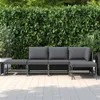 vidaXL 5-tlg. Garten-Sofagarnitur mit Auflagen Grau Poly Produktbild-Vorschau 2