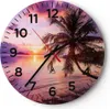 Wanduhr - Rund - Glasuhr - Strand Meer Palme - 40x40cm - Produktbild-Vorschau 1