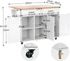 Esstischwagen Weiß 129x46(71)x91,5 cm mit Klapptischplatte, Produktbild-Vorschau 5