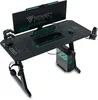 A gaming desk setup with a computer, monitor, keyboard, mouse, and accessories. Produktbild-Vorschau