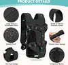 A black dog carrier backpack with various features highlighted by text and close-up images. Produktbild-Vorschau