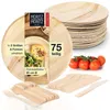 Moritz & Moritz Palmblatt 75tlg Palmblatt Geschirrset Rund Produktbild-Vorschau 1
