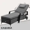 Casaria® Chaise longue en polyrotin Noir Anthracite coussin Voir les images du produit 1