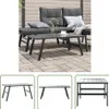 The Living Store Garten-Couchtisch Schwarz 90x45x35 cm Produktbild-Vorschau 1