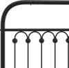 A close-up view of the black metal frame of a bed. Podgląd zdjęcia produktu