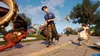 A chaotic scene from a video game with a police officer riding a goat, people flying through the air, and a large golden sculpture. Náhled obrázku produktu