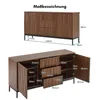 A diagram showing the dimensions of a wooden sideboard with multiple drawers and doors. Produktbild-Vorschau