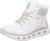 A white Rieker women's boot with beige laces and a gray sole. Voir les images du produit
