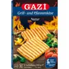 A box of Gazi Grill- und Pfannenkäse Natur, showing grilled cheese slices, salad, and a tomato. Produktbild-Vorschau