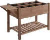 A wooden raised garden bed with multiple compartments and a lower shelf. Produktbild-Vorschau