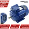 A blue electric motor is shown in a studio setting with promotional text overlays. Produktbild-Vorschau