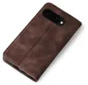 A brown flip cover case for a smartphone, shown from a slightly elevated angle. Produktbild-Vorschau