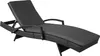 A black rattan sun lounger with a gray cushion, shown from a side angle on a white background. Voir les images du produit