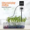 A smart thermostat plug connected to a seedling tray with a probe in the soil. Produktbild-Vorschau