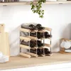 A wooden wine rack filled with bottles of wine on a kitchen counter. Náhled obrázku produktu