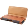 A brown and black leather wallet-style phone case is shown open against a white background. Produktbild-Vorschau