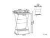 A diagram showing the dimensions of a black metal folding table with two shelves. Produktbild-Vorschau