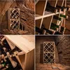 A collage of images showing wooden wine racks filled with wine bottles in a cellar. Voir les images du produit