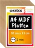 A stack of A4 MDF boards with a marketing overlay. Náhled obrázku produktu