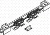 An isometric view of a sliding door hardware system. Produktbild-Vorschau