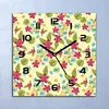 Wanduhr Echt-Glas-Küchenuhr Tropische Blumen Quarz Lautlos Produktbild-Vorschau 1