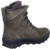 A side view of a green suede boot with faux fur trim. Produktbild-Vorschau