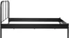 A side view of a black metal bed frame. Produktbild-Vorschau