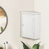 Badschrank Badmöbel Eckschrank Badezimmer Holzschrank Weiß Produktbild-Vorschau 2
