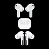 A product shot of white Samsung Galaxy Buds3 Pro earbuds and their charging case, displayed in three different arrangements against a black background. Produktbild-Vorschau