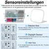 An image showing a sensor device with diagrams and tables explaining its settings and features. Náhled obrázku produktu
