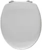 A top-down view of a closed white toilet seat with a lid. Produktbild-Vorschau