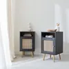 Two black bedside tables with rattan fronts are shown in a room with a sheer curtain. Anteprima dell’immagine prodotto