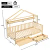 Flieks Kinderbett 90X200cm Hausbett mit Rausfallschutz und Produktbild-Vorschau 7