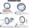 A four-panel instructional diagram showing how to install a dust bin lid for a vacuum cleaner. Produktbild-Vorschau