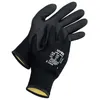 A pair of black work gloves with yellow lining, shown against a white background. Produktbild-Vorschau