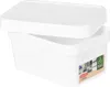 A white storage box with its lid slightly ajar, presented on a white background. Produktbild-Vorschau