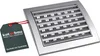 A silver ventilation grille with a dark gray tag attached by a red string. Náhled obrázku produktu