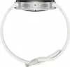 A side view of a white smartwatch with a silver casing and a white band. Náhľad obrázku produktu