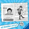 A page from a children's book about football stars, featuring illustrations and text. Voir les images du produit