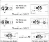 Diagrams showing how to install a multiblock valve for radiators. Produktbild-Vorschau