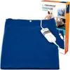 A blue heating pillow with a white controller is shown in front of its packaging. Náhled obrázku produktu