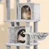 Two cats are sitting in a multi-level cat tree. Produktbild-Vorschau