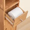 A close-up view of a wooden drawer in a cabinet, with a roll of toilet paper inside. Produktbild-Vorschau